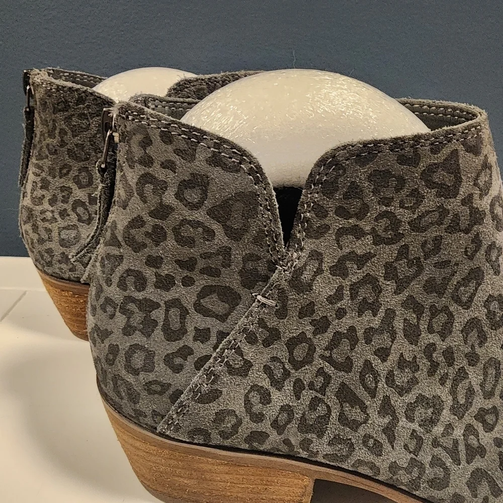 Michael by Michael Shannon Leather Upper Gray/Black Leopard Print Ankle Boots - Picture 4 of 10